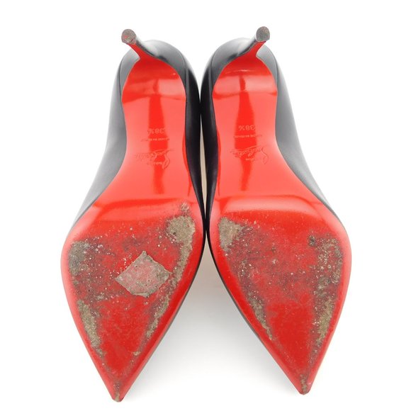 CHRISTIAN LOUBOUTIN Black Leather Classic Stiletto Heel Pumps 38.5 - Picture 7 of 8